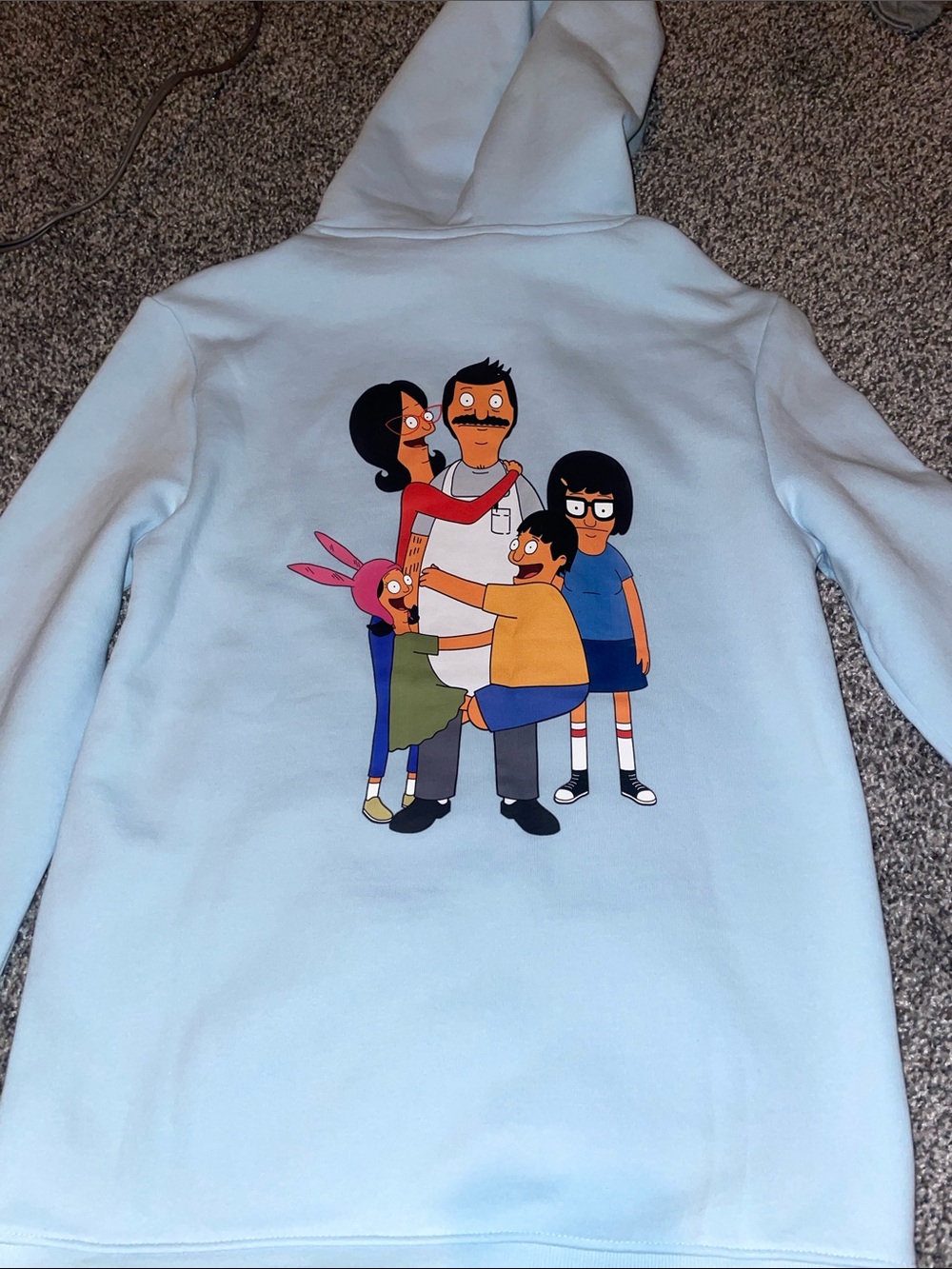 H&M Light Blue Hoodie with Bob's Burgers Family Graphic